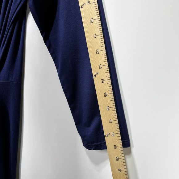 Lulus Maxi Wrap Dress Garden District Blue Stretchy 3/4 Sleeve Style 43153 Large - Picture 11 of 16